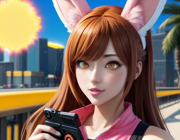 Anime Girls in Cityscape: Vibrant Manga Illustration