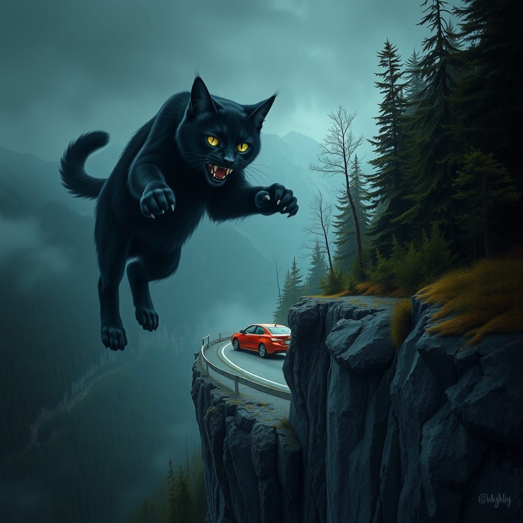 Dark Feline Stalker in Alaskan Wilderness