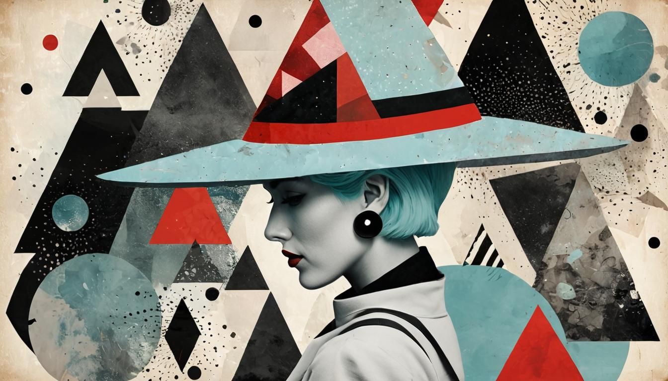 Surreal Space Woman in Abstract Collage Art
