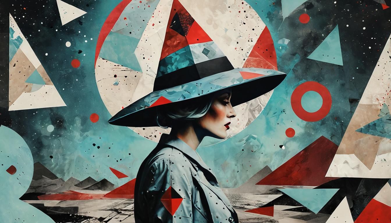 Surreal Space Woman in Abstract Collage Art