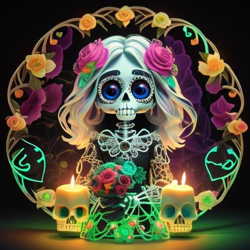 Day of the Dead Ofrenda: A Psychedelic Illustration