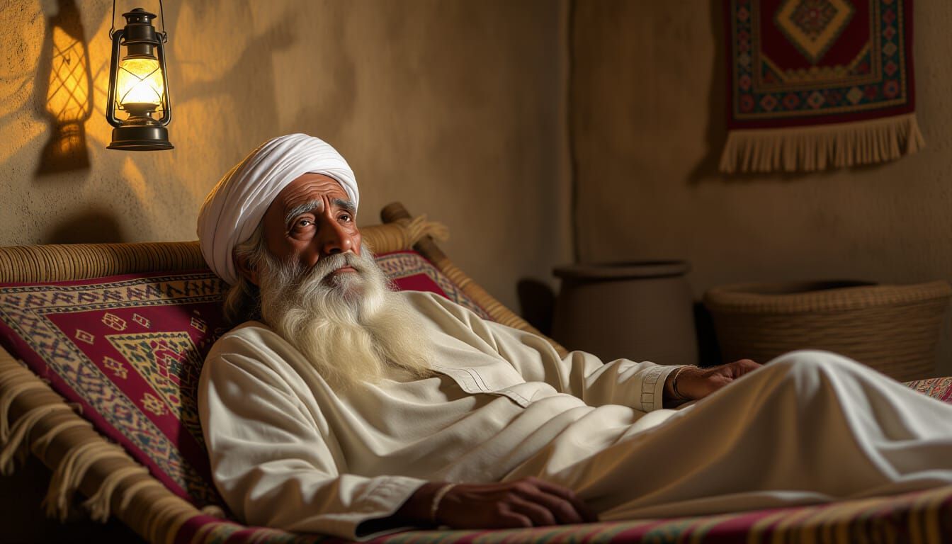 Hyperrealistic Tribal Chief in Ancient Islamic House