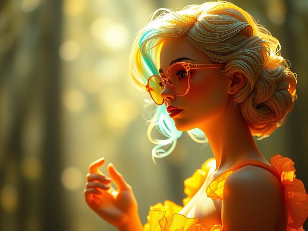 Ethereal Woman in Surreal Kitsch Art Style