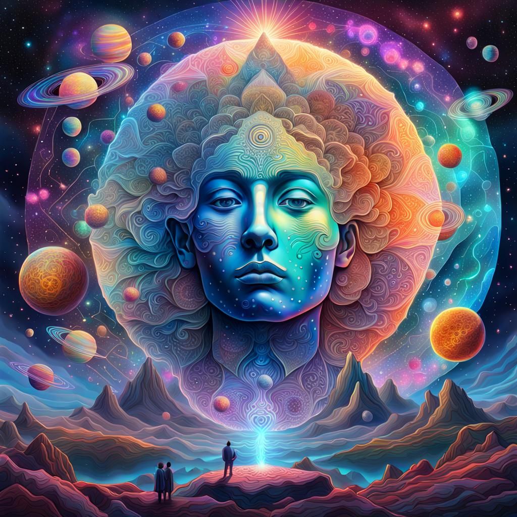 Cosmic Love: Holographic Astral Illustration in Pablo Amarin...