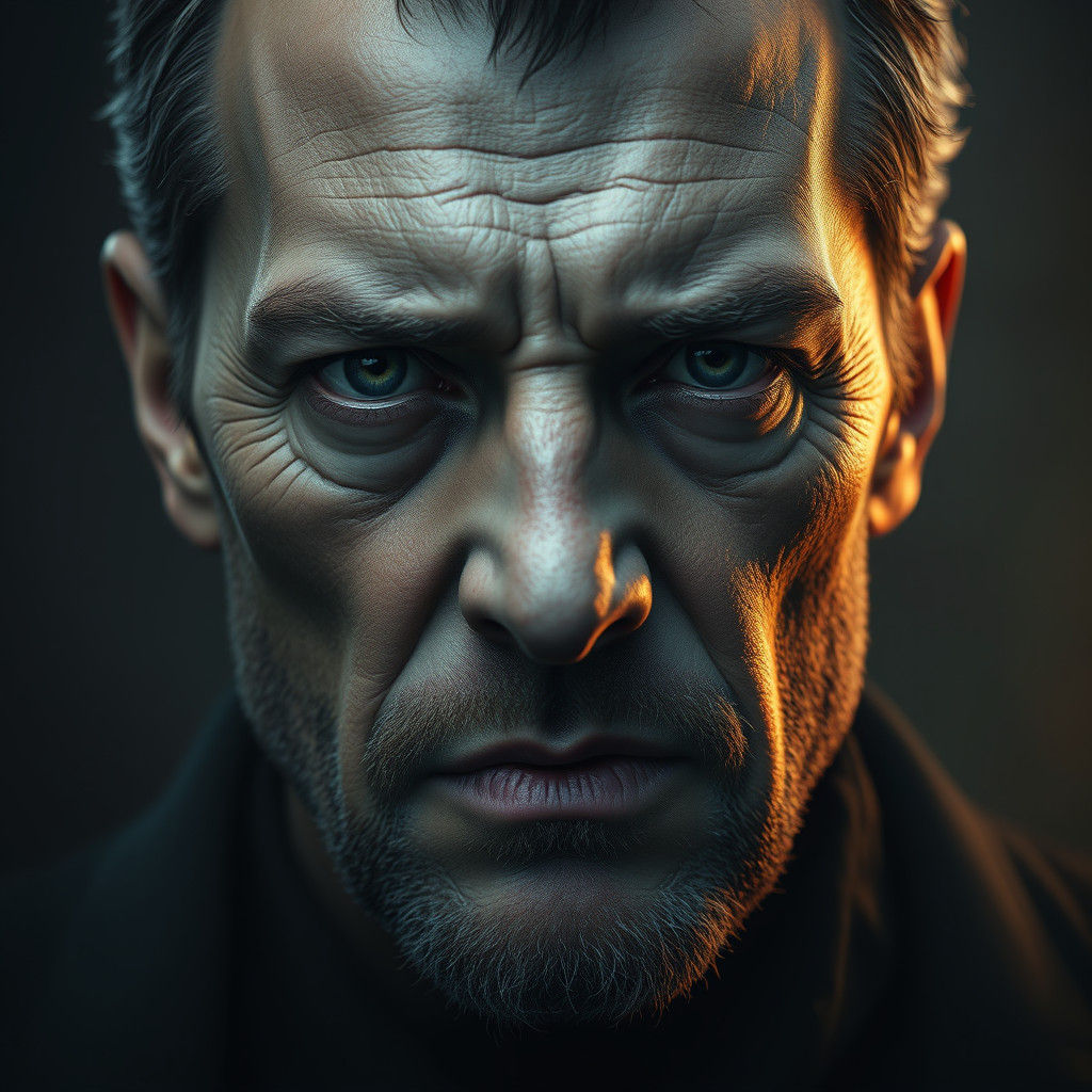 Stoic Face Reveals Inner Turmoil as Matte Painting