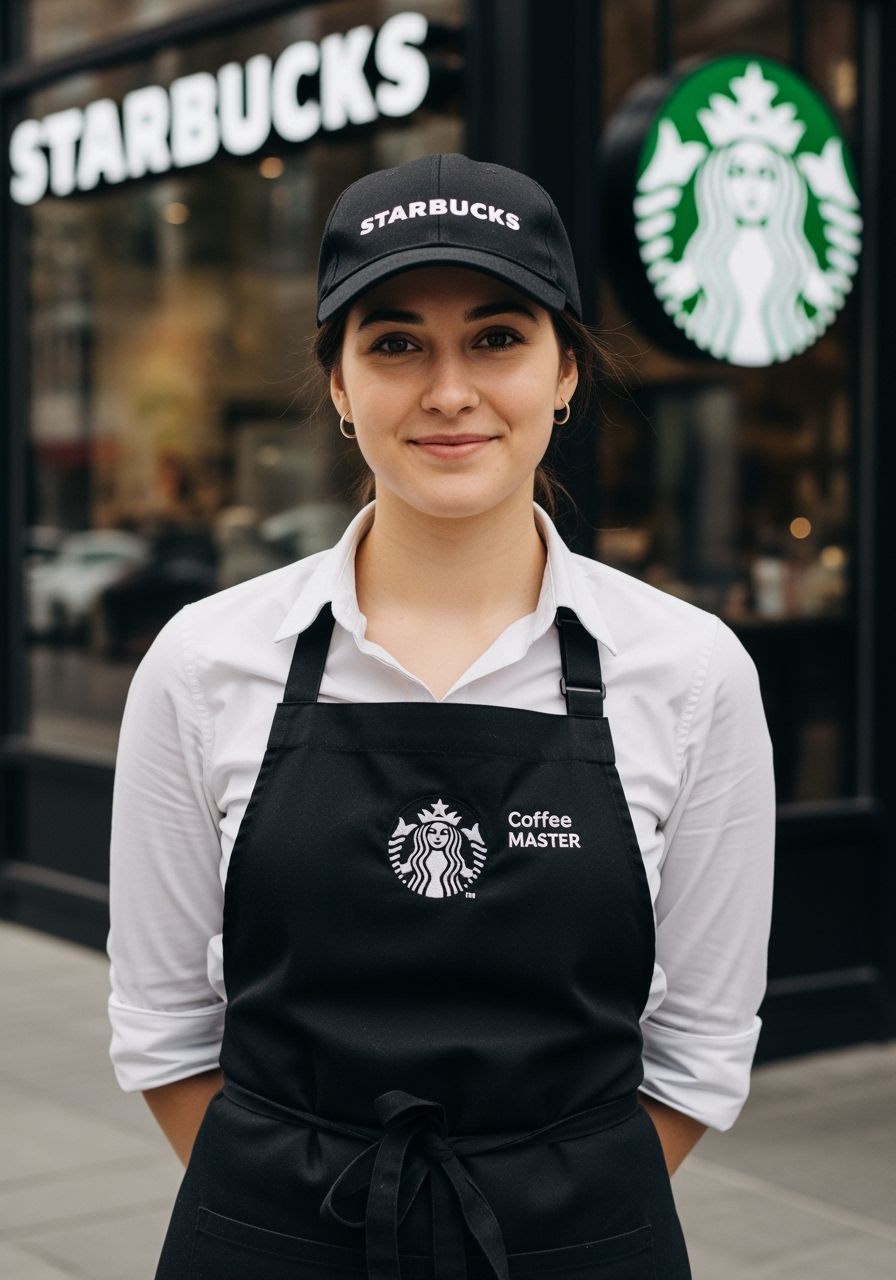 Starbucks Barista Portrait in Realistic Photography Style