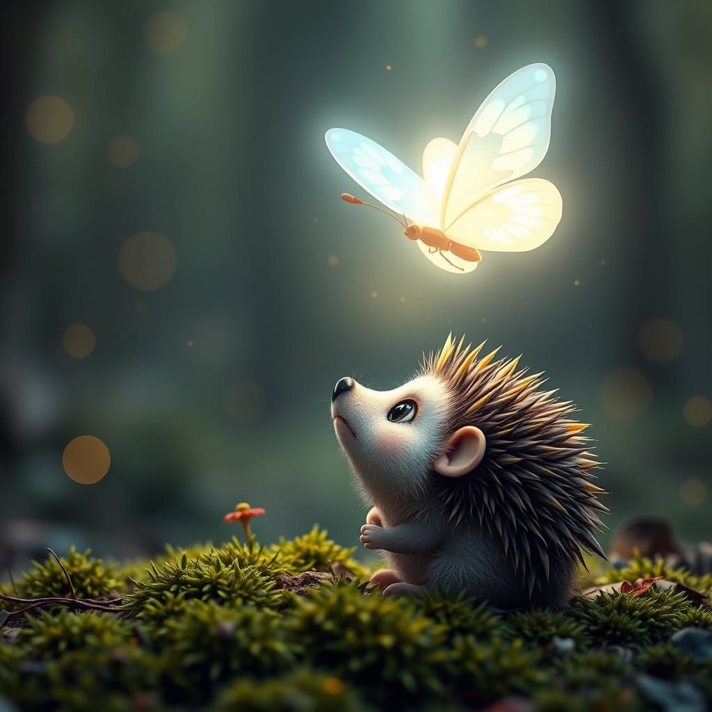 Whimsical Lunar Encounter in a Fantastical Forest