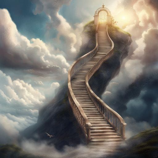 Ethereal Stairway to Heaven in the Clouds
