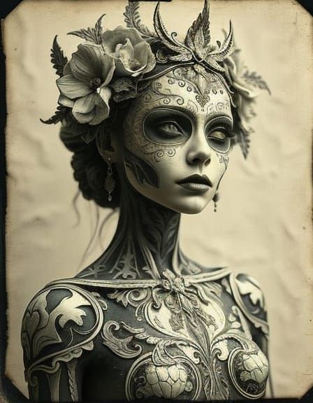 Intricate Hollow Character with Detailed Body Paint