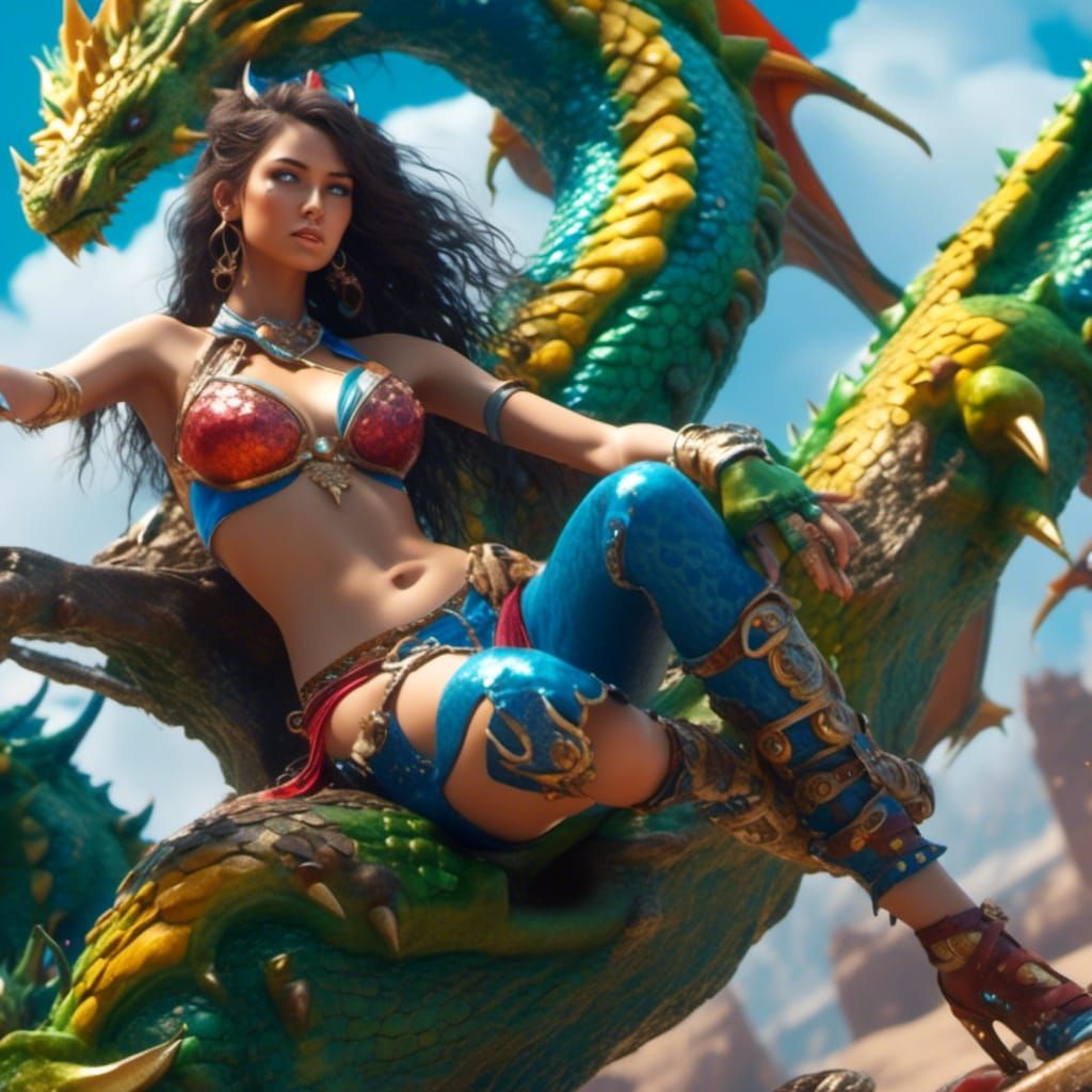 Dragon Pinup Girl in Fantasy Concept Art