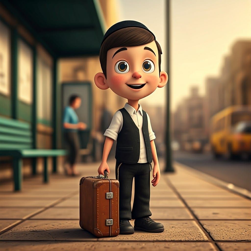 Young Ultra-Orthodox Boy Enjoys Journey Ahead in Vibrant 3D ...
