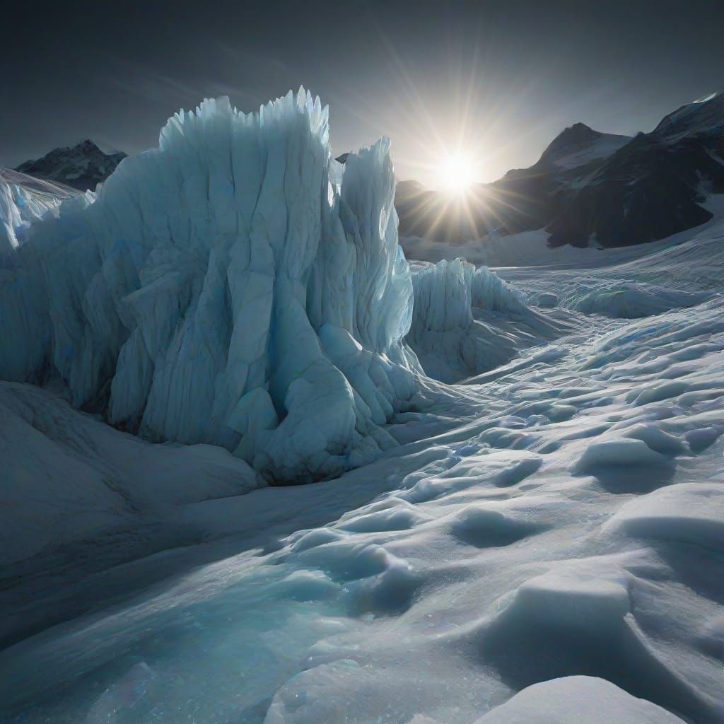 Magical Glacier Under a Black Sun
