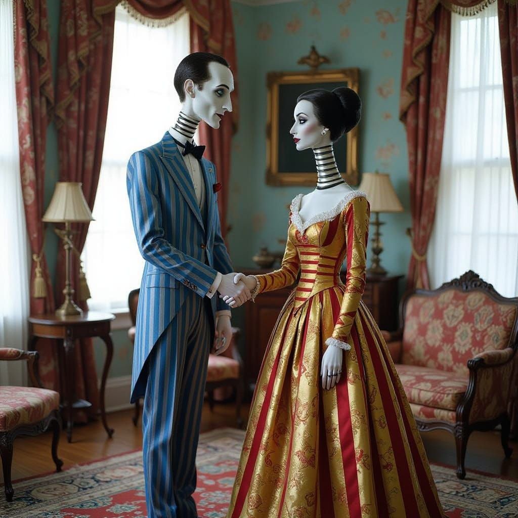Ethereal Gentleman and Lady in Whimsical, Macabre Style