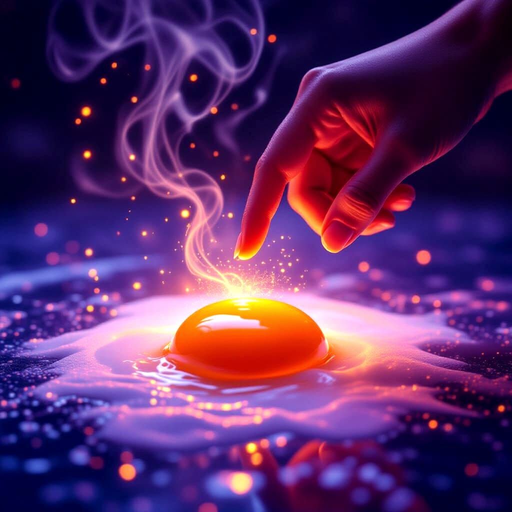 Godly Finger Touches Magic Egg, Dissolving into Dust