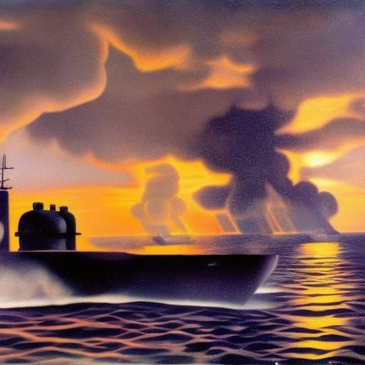 Underwater View of Ancient Greek Nuclear Submarine