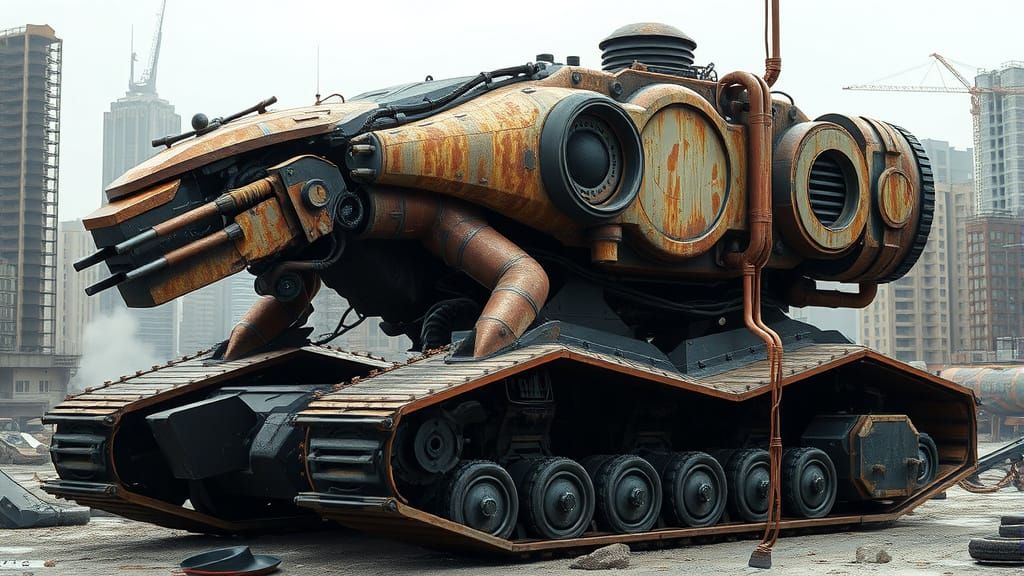 Cybernetic Behemoth Rises from Ruins