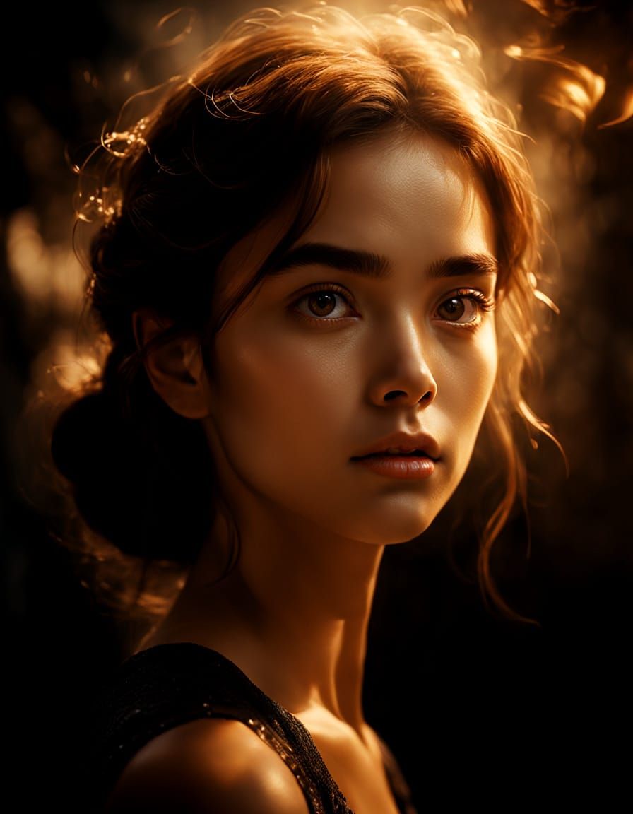 Sfumato Masterpiece: Close-Up Portrait of a Mysterious Woman