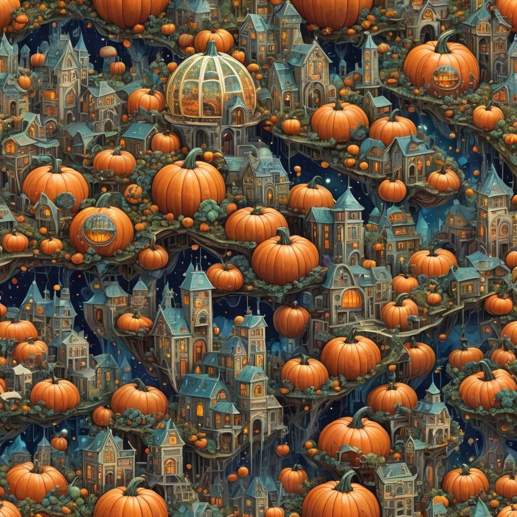 Ethereal Teslapunk Arcology City in Pumpkin