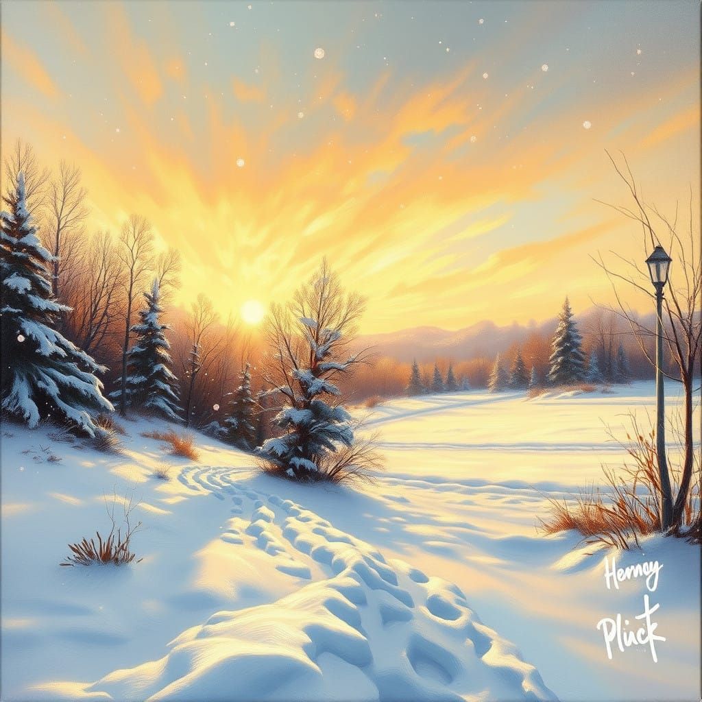 Golden Winter Wonderland in Soft Pastel Hues