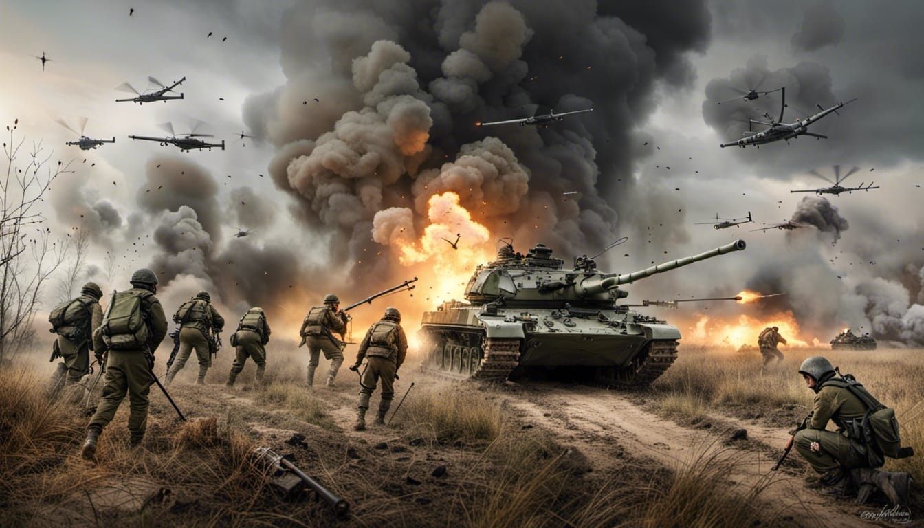 Ukrainian Counteroffensive: Action Painting of a Challenging...