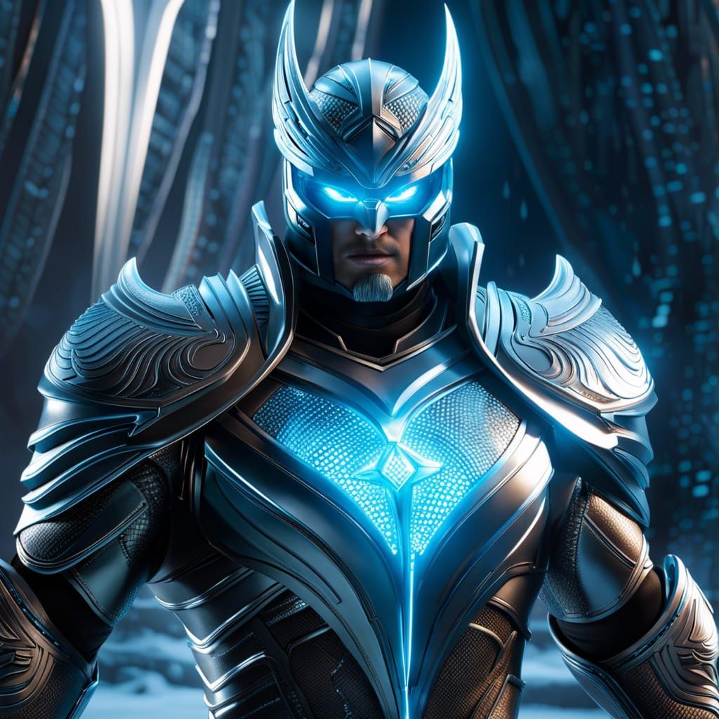 Icy Superhero Gliding on Frozen Road