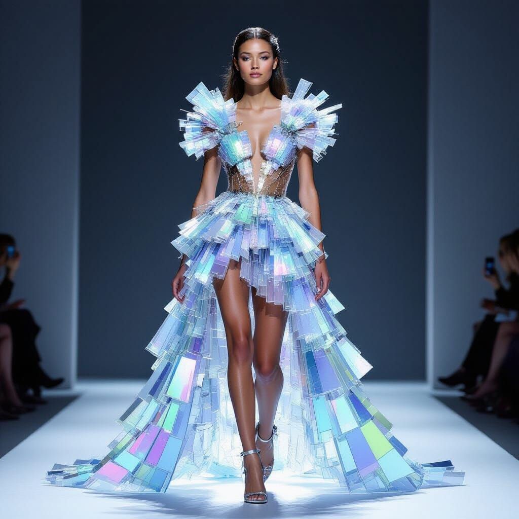 Avant-Garde Glass Shard Sculpture Dress