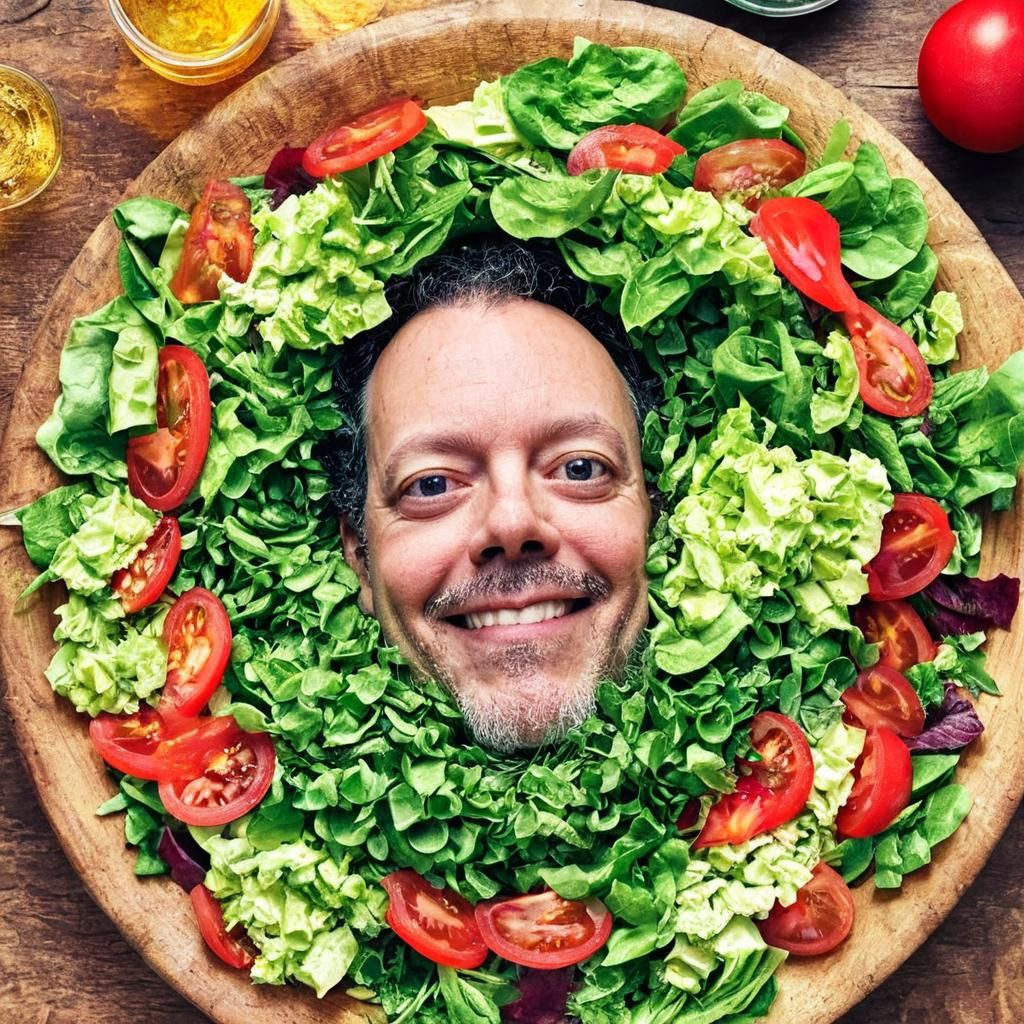 Salad Portrait of a Man in a Bowl