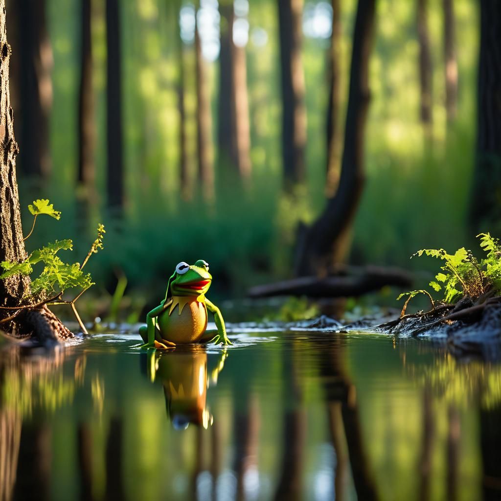 Kermit the Frog as Muscular Wildlife Photo