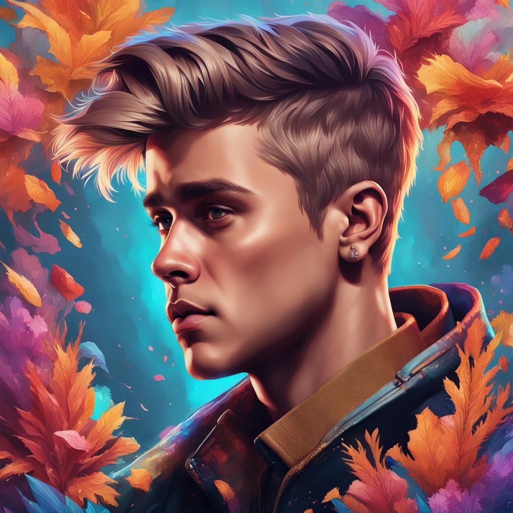 Justin Bieber Portrait in Hyperdetailed Style