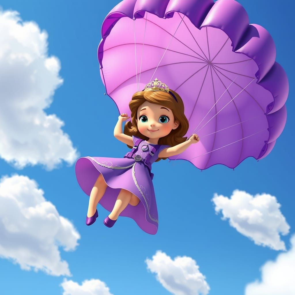 Princess Sofia's Parachute Adventure in Whimsical Style