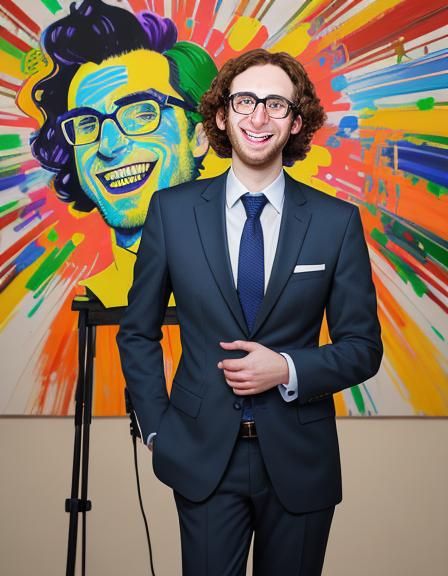 Laughing Man Portrait in Pop Art Style