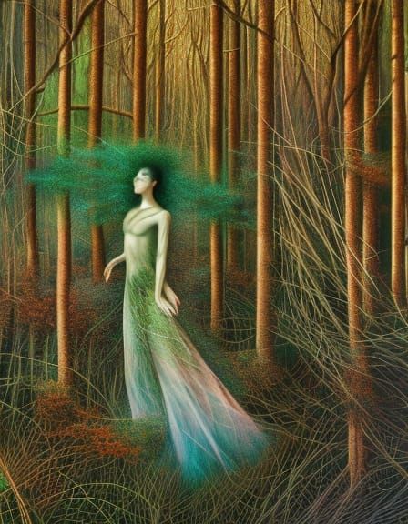 Dance of Freedom: Oil Painting in Magical Woods