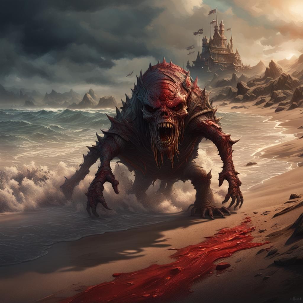 Fantastical Creature Emerges on the Beach