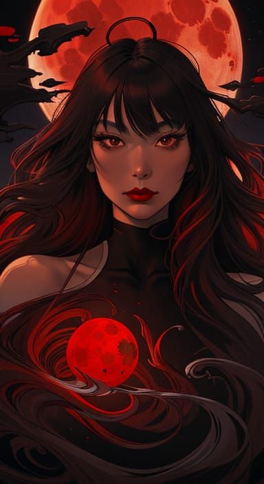 Ethereal Japanese Beauty in Moonlit Splendor