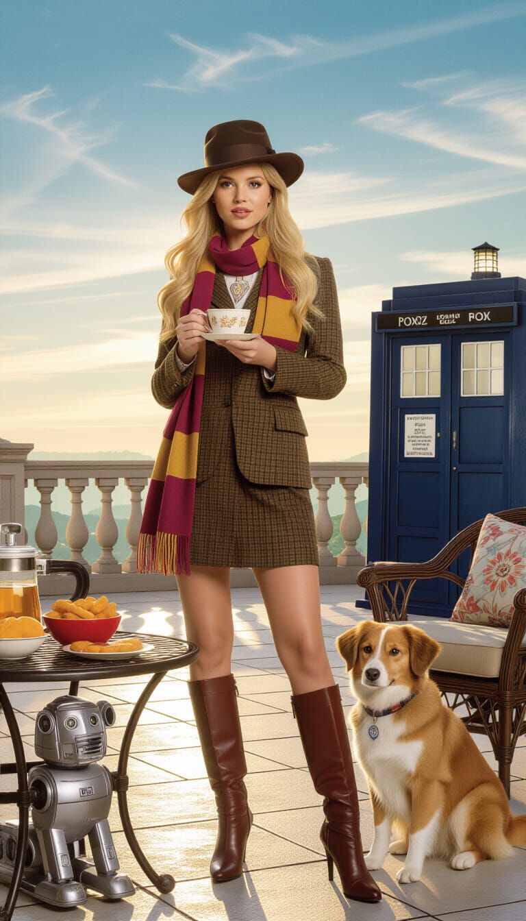 Doctor Who Inspired Woman with K9 and TARDIS