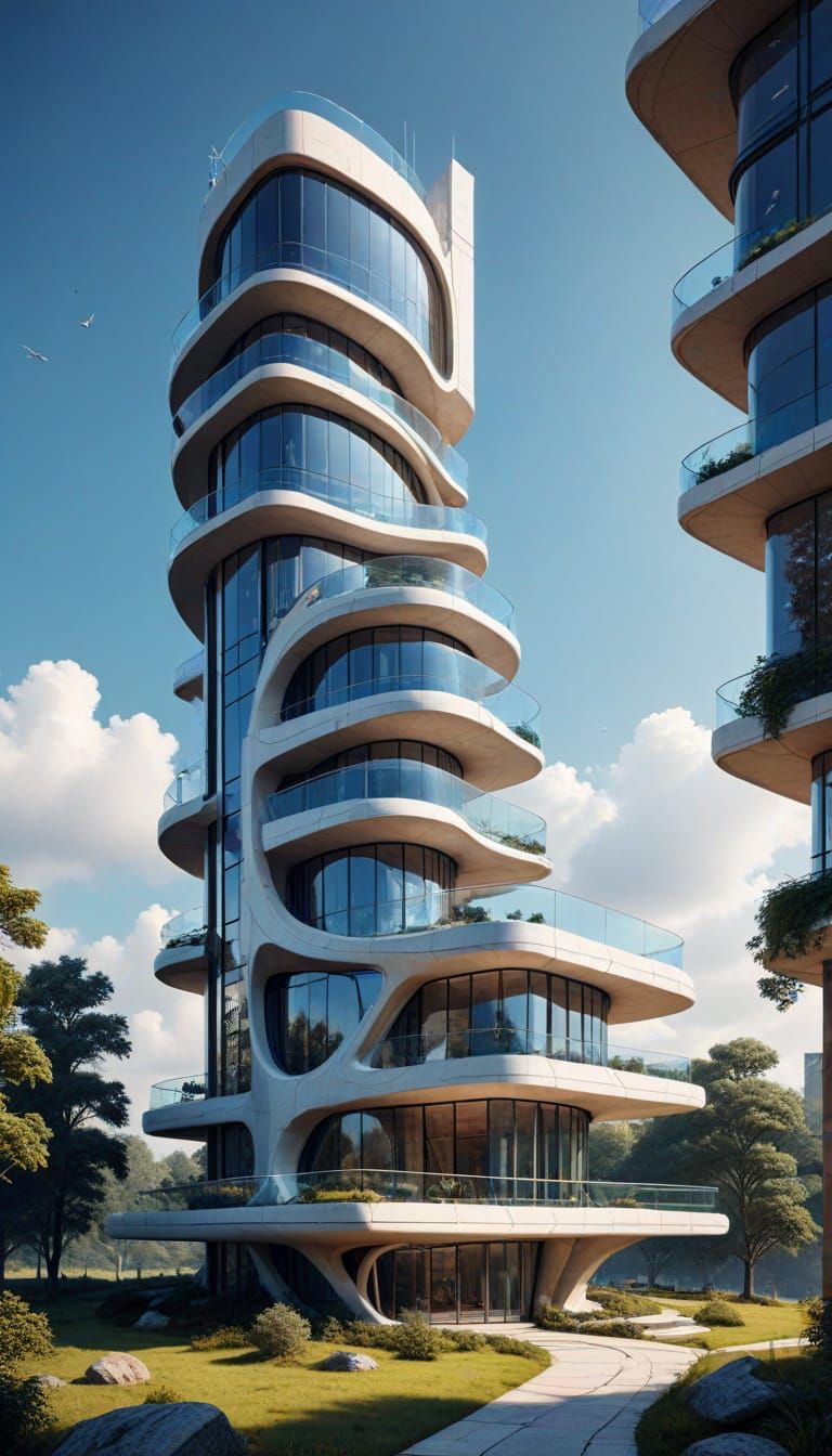 Retrofuturistic Tower Concept Art in Technical Illustration ...