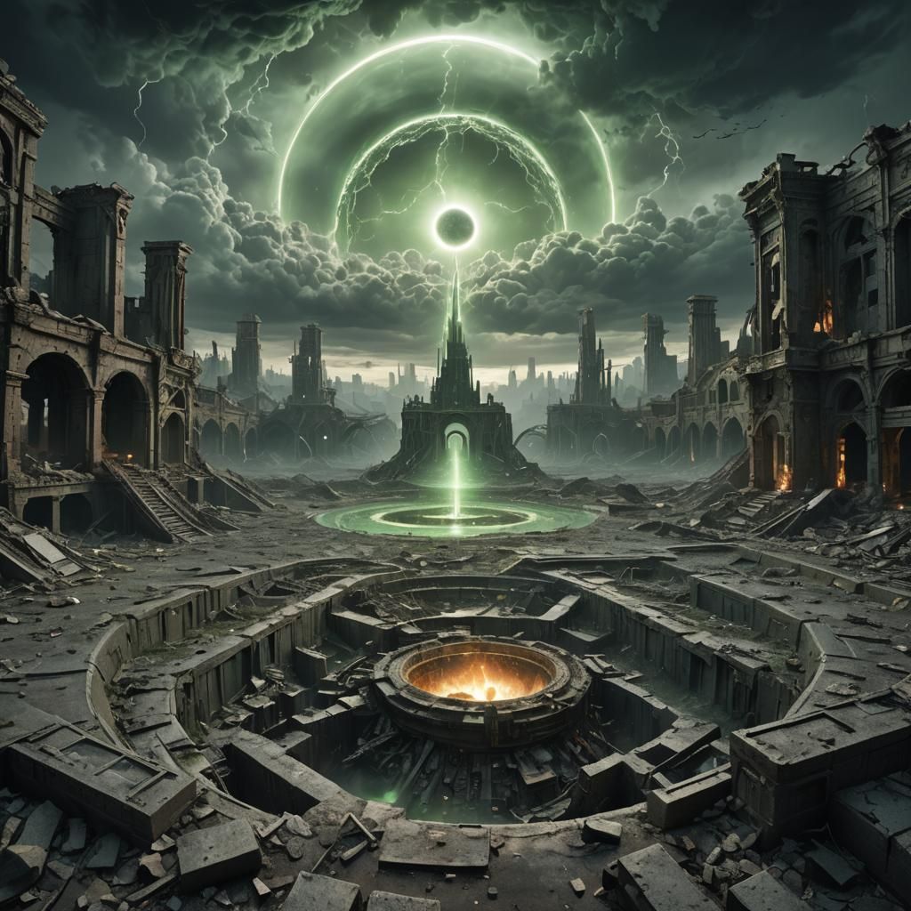 Quantum Portal Hums at World's End: 3D Render