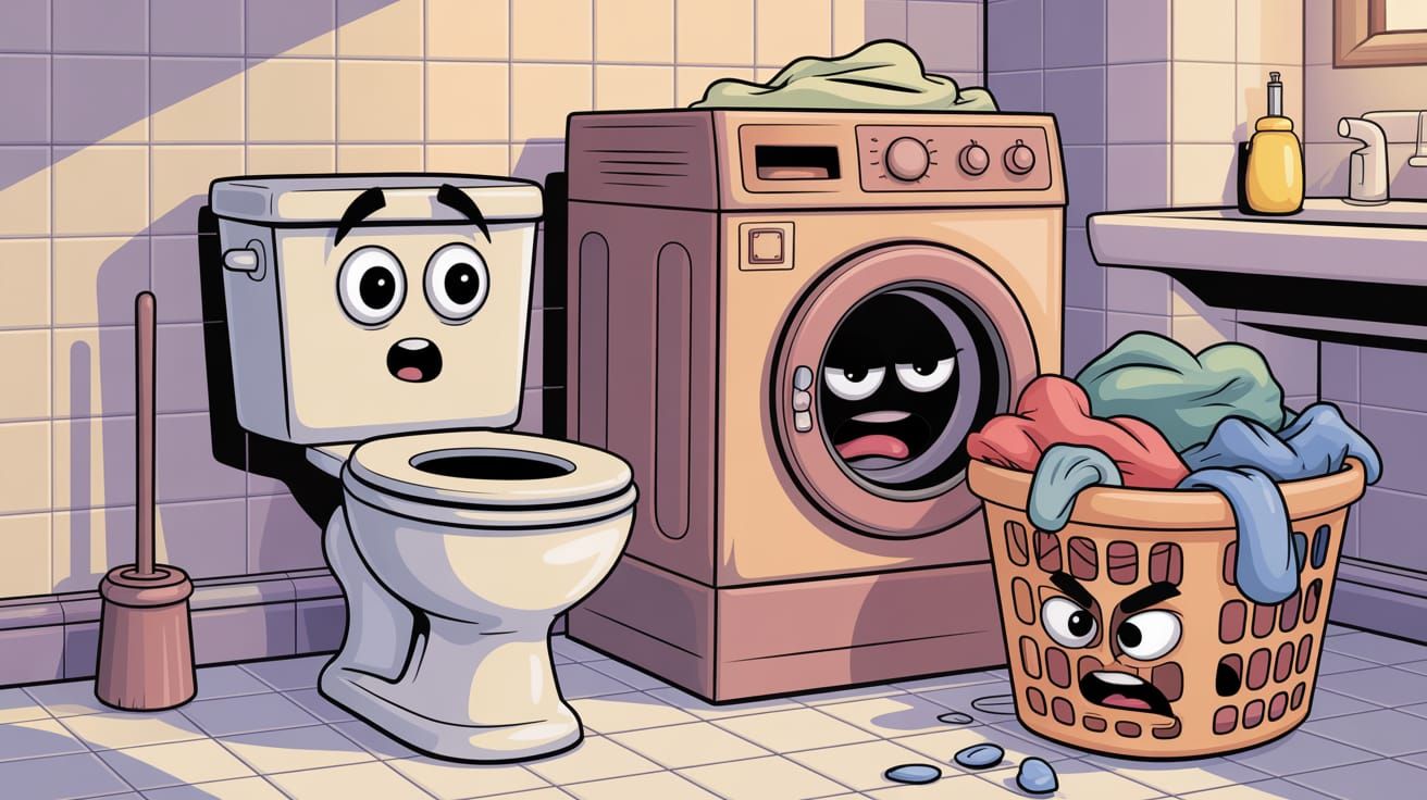 Whimsical Bathroom Objects Animated in Pixar Style