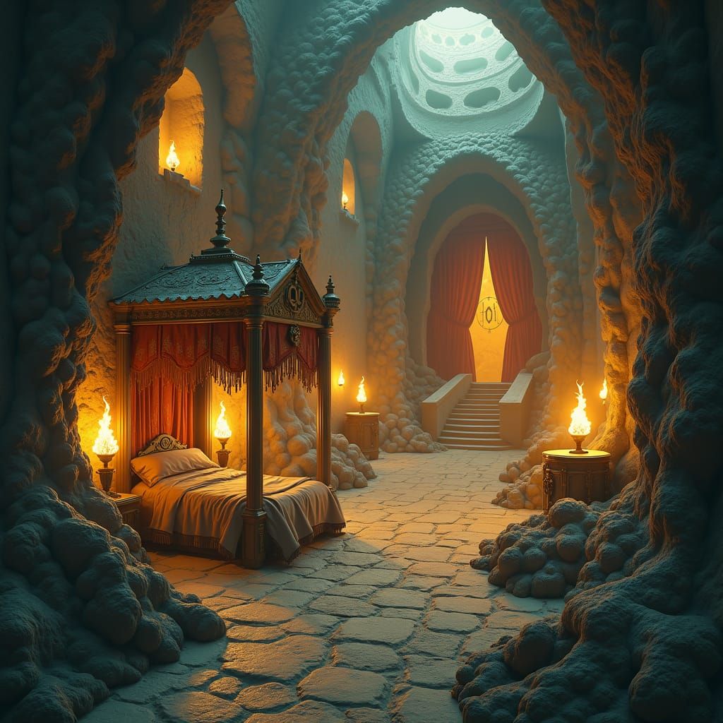 Bugbear Lair Map in Fantasy Illustration Style