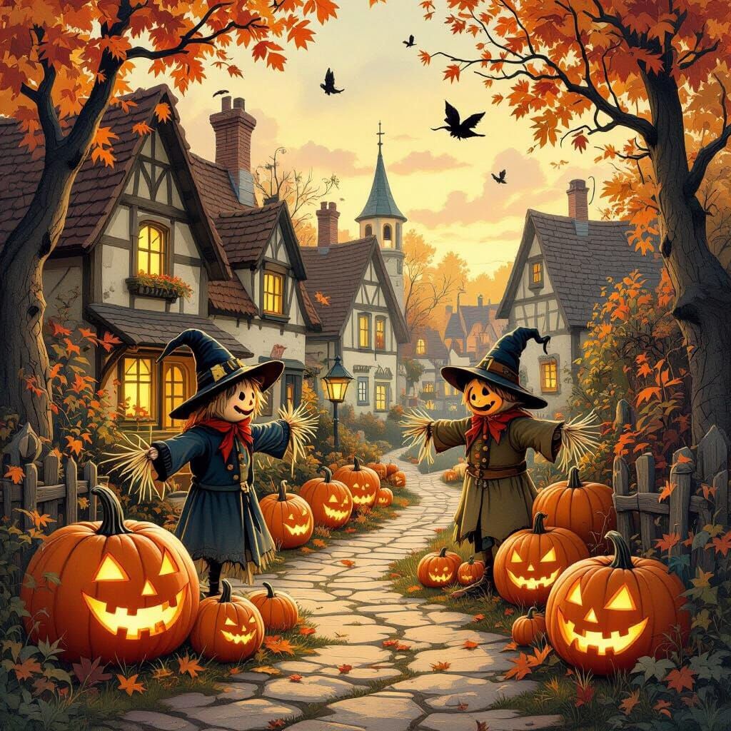 Enchanting Harvest Festival With Glowing Pumpkins and Sprite...