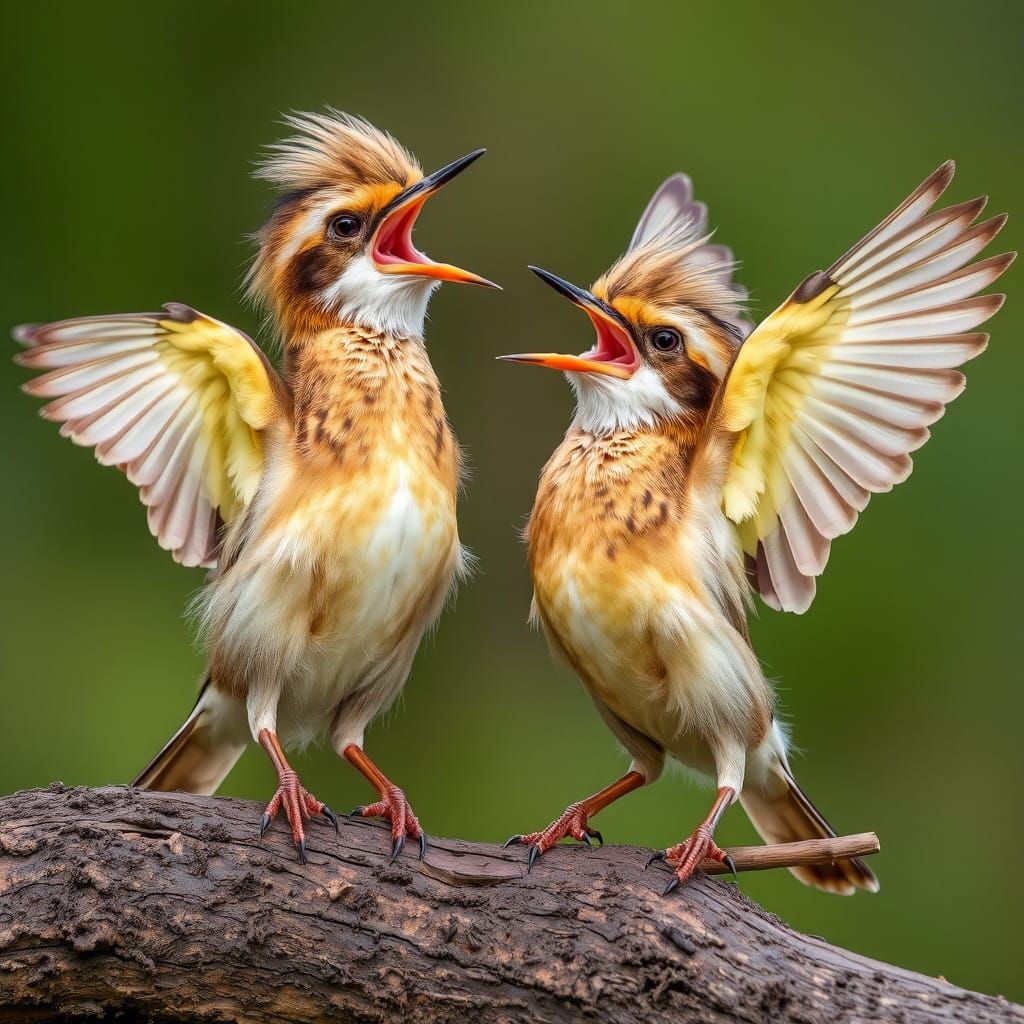 Angry Cute Wild Birds in Nature