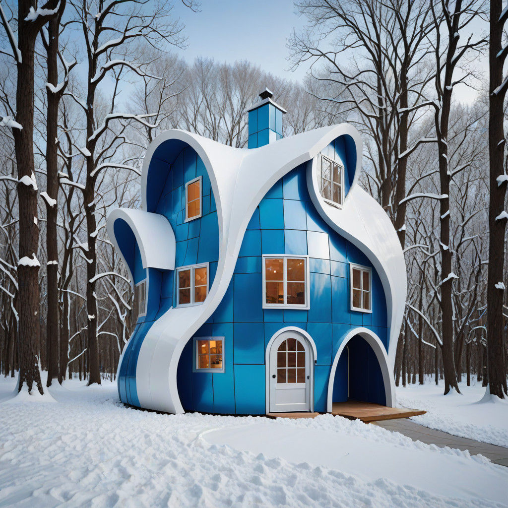 Whimsical Winter Playhouse in Frank Gehry Style Architecture