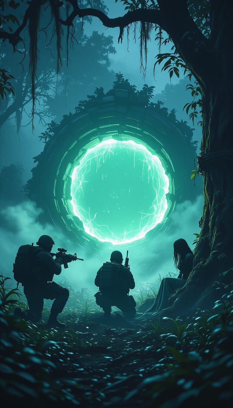 Tactical Squad Securing Dimensional Portal in Dark Fantasy F...