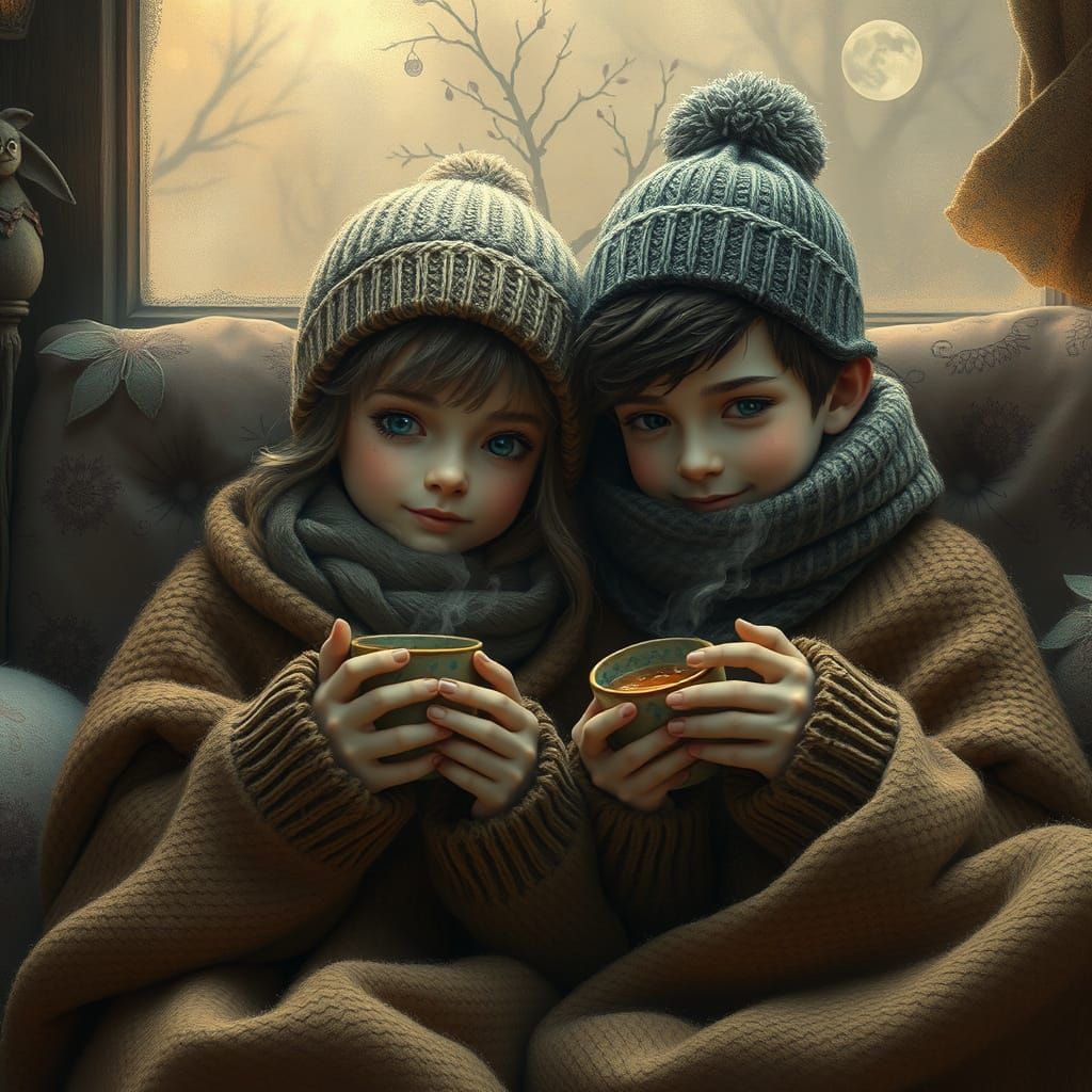 Cozy Fantasy World Scene with Friends