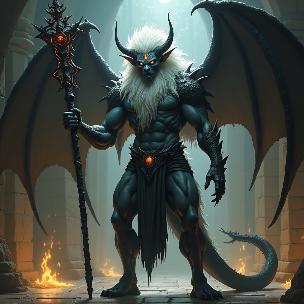 Dark Elf Dragon Hybrid in Gothic Temple