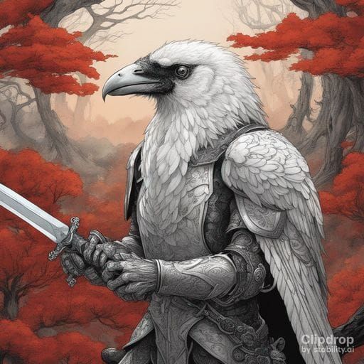 Mysterious Raven Knight in Dark Armor