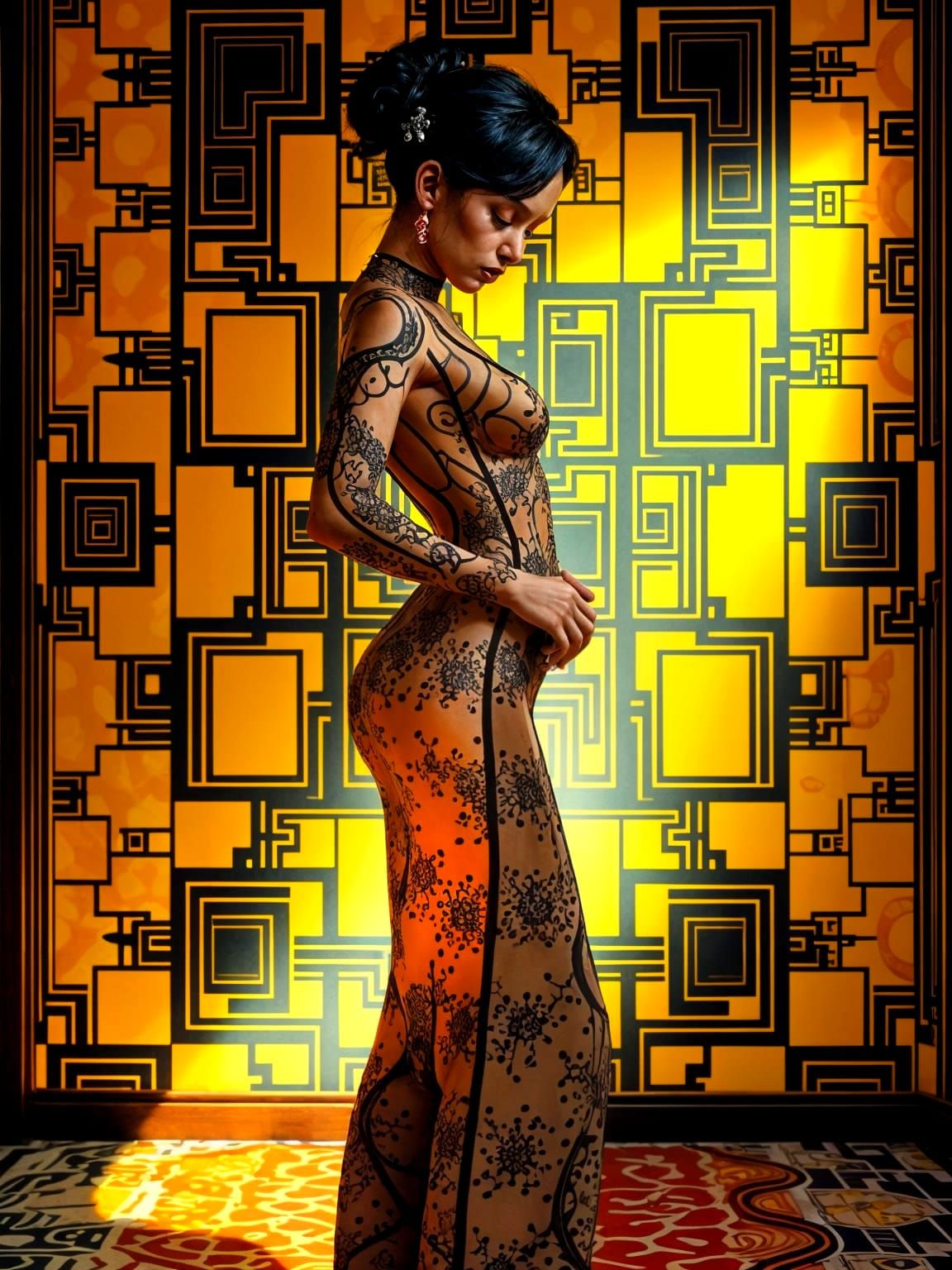 Woman in Geometric Harmony