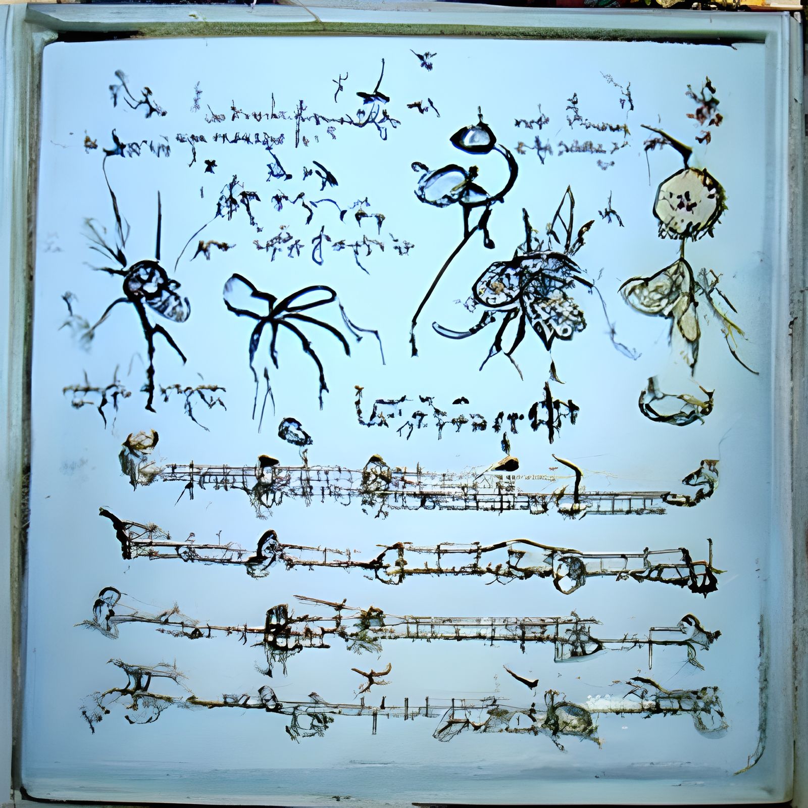 Manuscript Page: Insect Musical Instruments, Renaissance Sty...