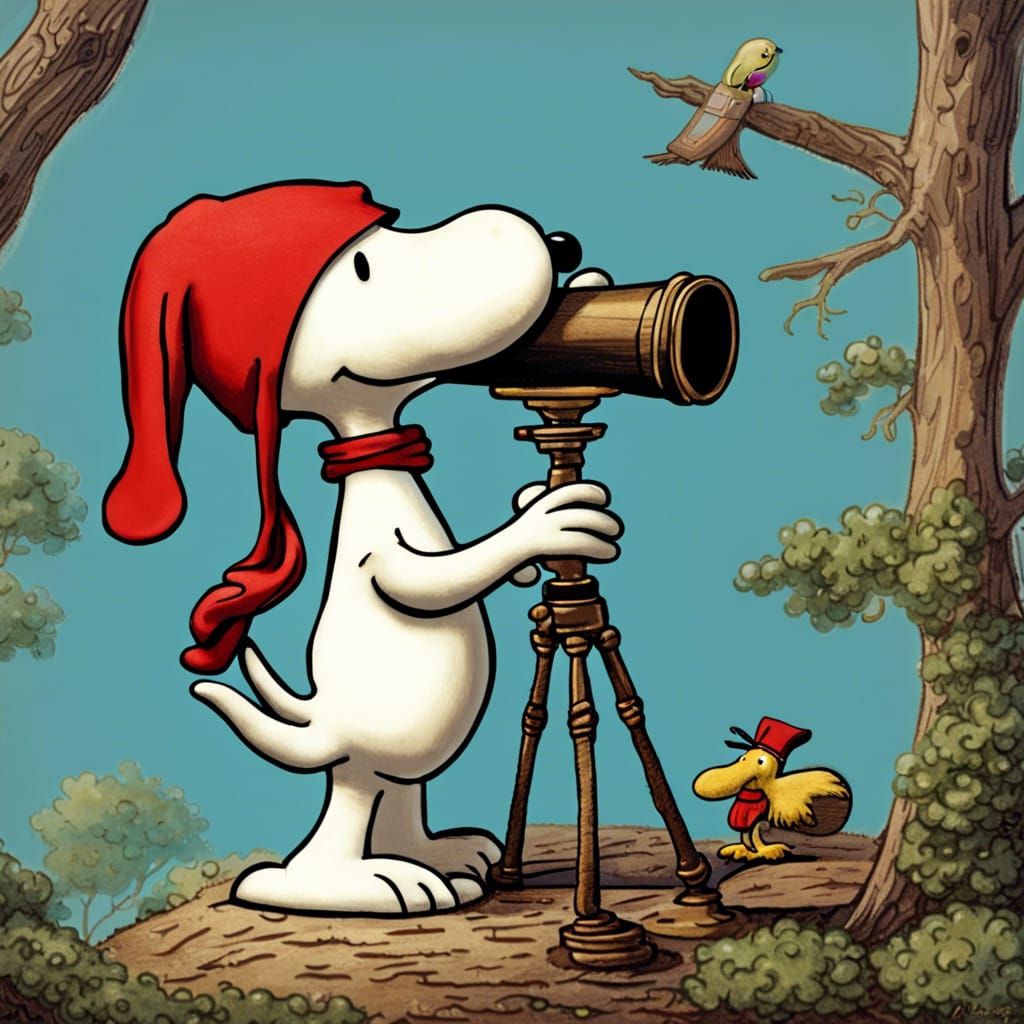 Snoopy as a Pirate with Telescope