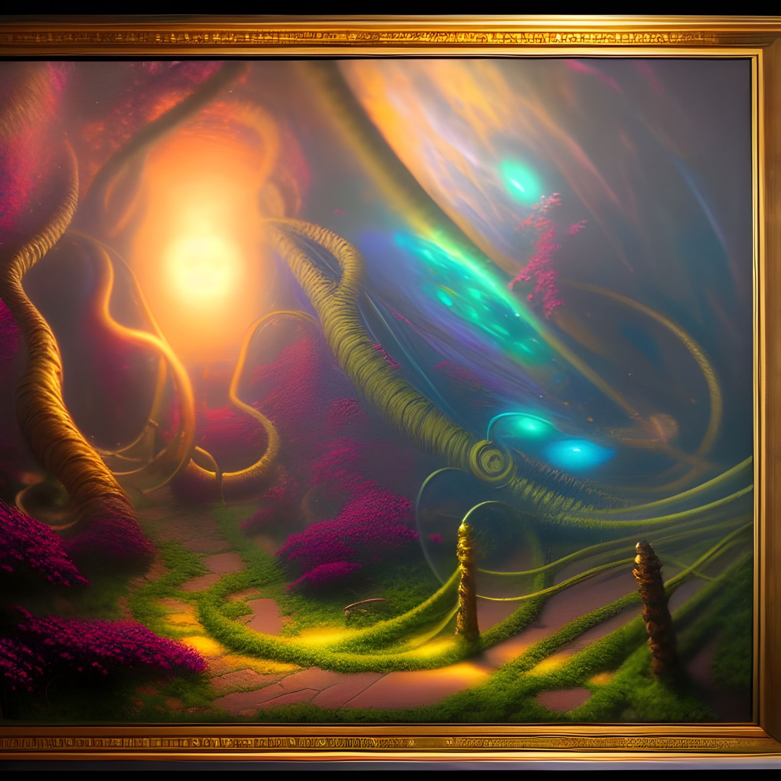 Ethereal DNA Astral Oil Painting in Cosmic Style